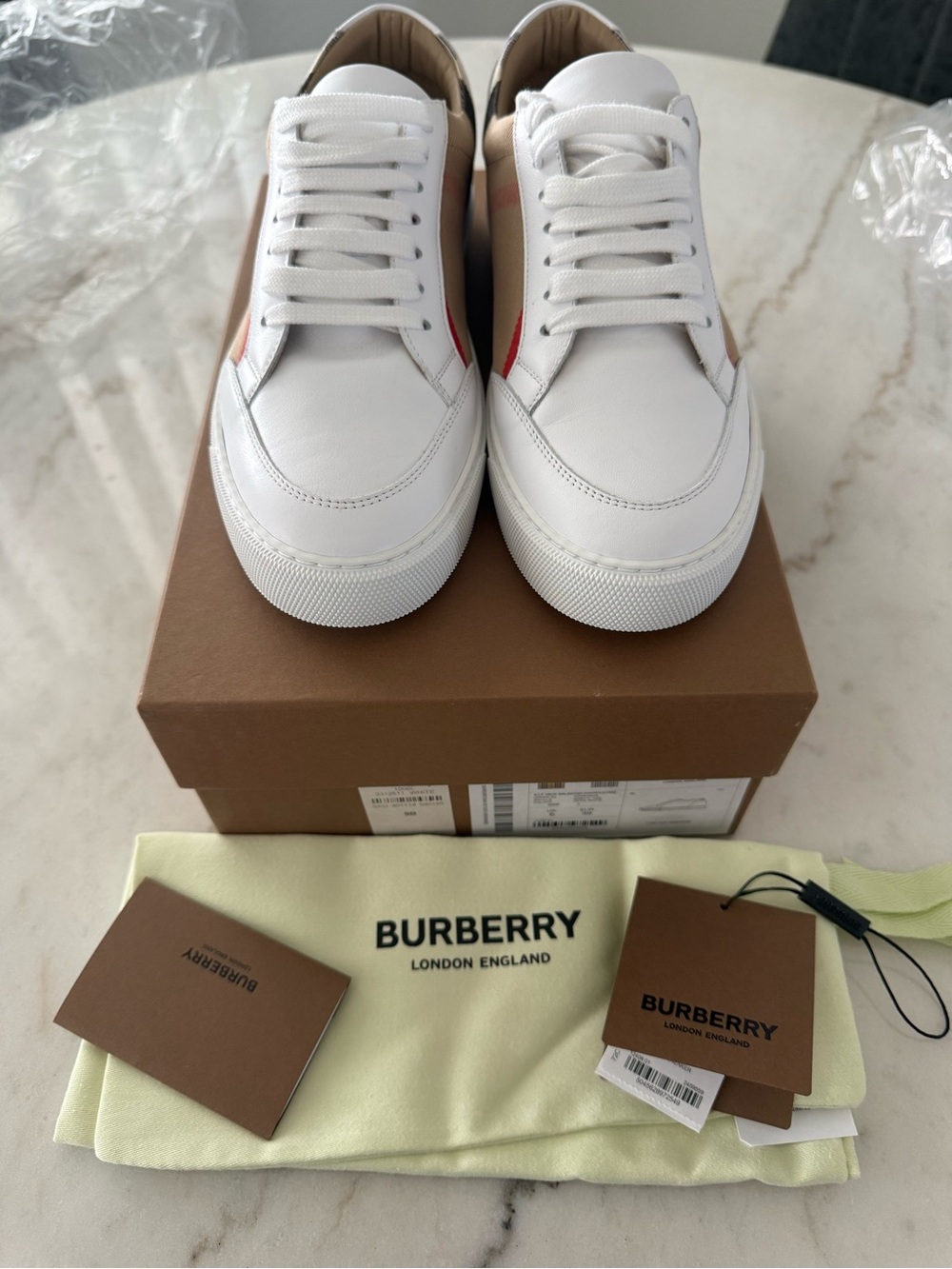 Burberry Check and leather sneakers NWT (9)